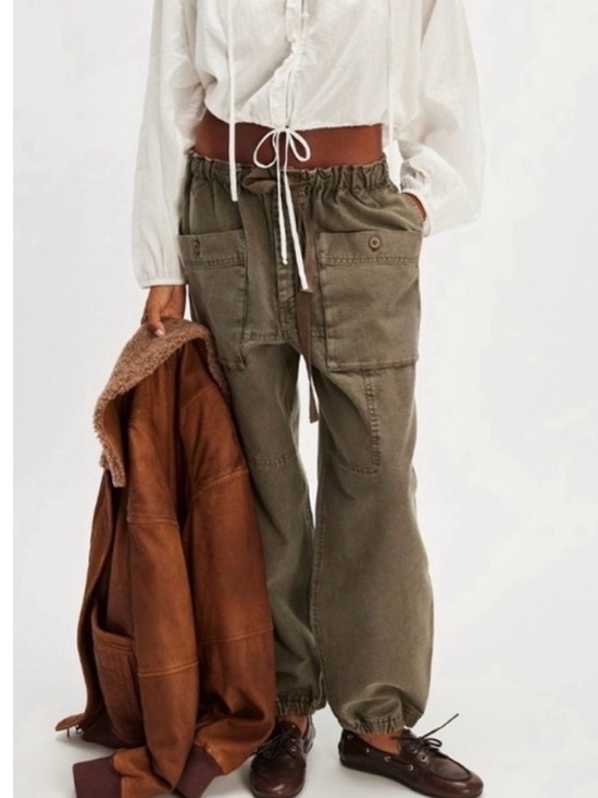Free People Pants - Free People River Stone Drawstring Cargo Joggers with Barrel Legs